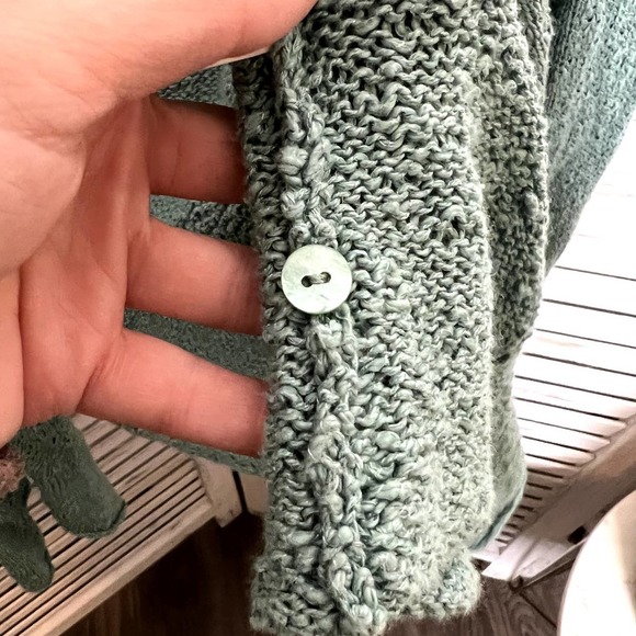 EILEEN FISHER Vintage Women's Knit Cardigan Sweater Button Front Sage Green L - Picture 8 of 11
